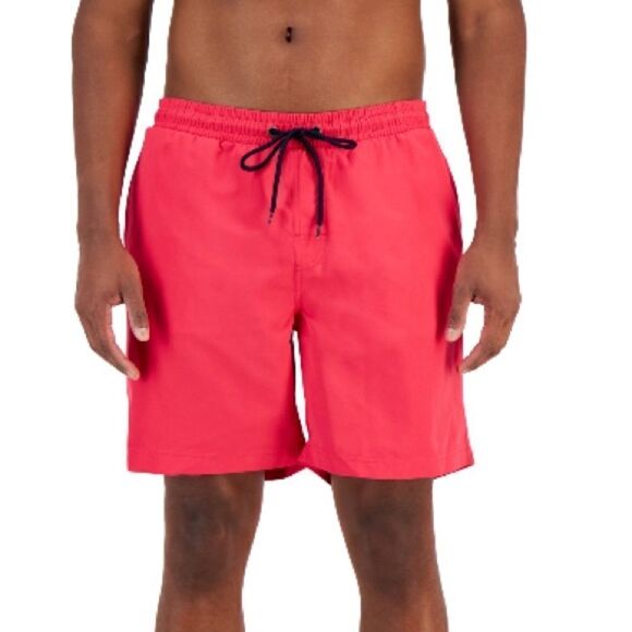 Club Room Quick-Dry Performance Solid 7" Trunks, men swim’s short pink peacock - Picture 3 of 7